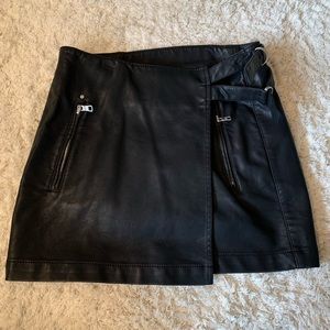 Leather Armani Exchange Wrap Mini Skirt
